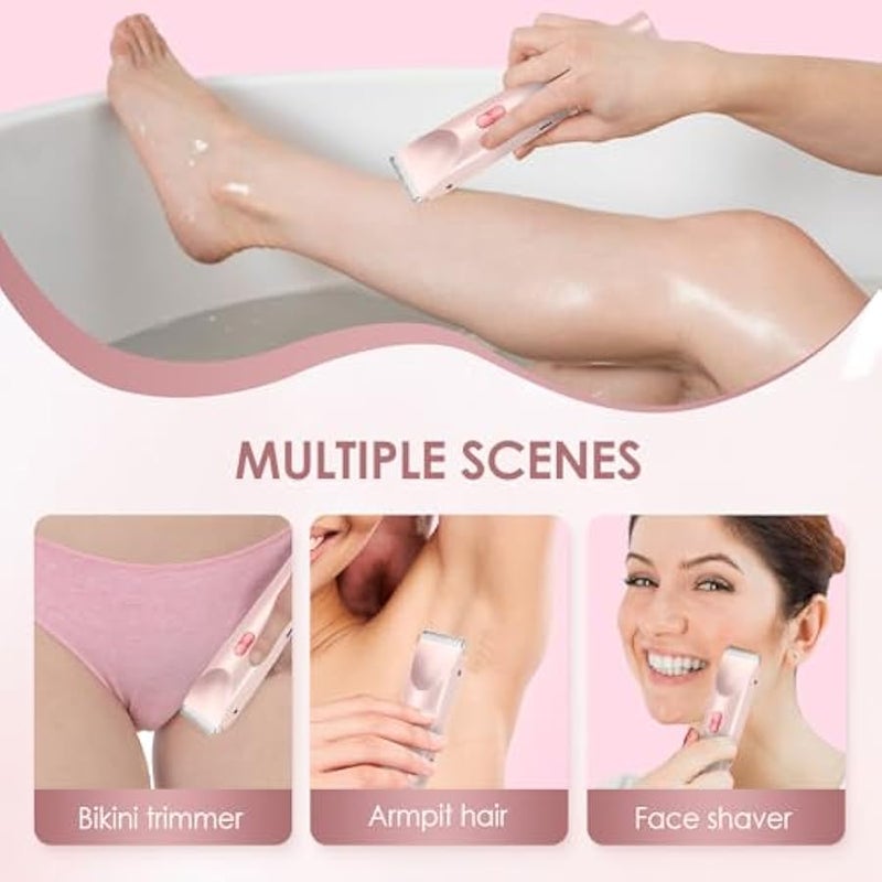 2 in 1 Electric Razors for Women, 2025 New Dual Head Shaver Bikini Trimmer, Upgrade Waterproof Wet and Dry Electric Face and Legs Shaver for Women (Purple) - Image 5