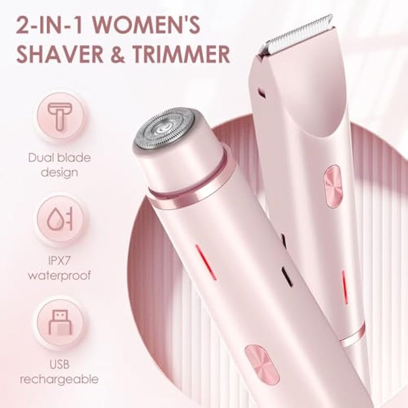 2 in 1 Electric Razors for Women, 2025 New Dual Head Shaver Bikini Trimmer, Upgrade Waterproof Wet and Dry Electric Face and Legs Shaver for Women (Purple) - Image 2