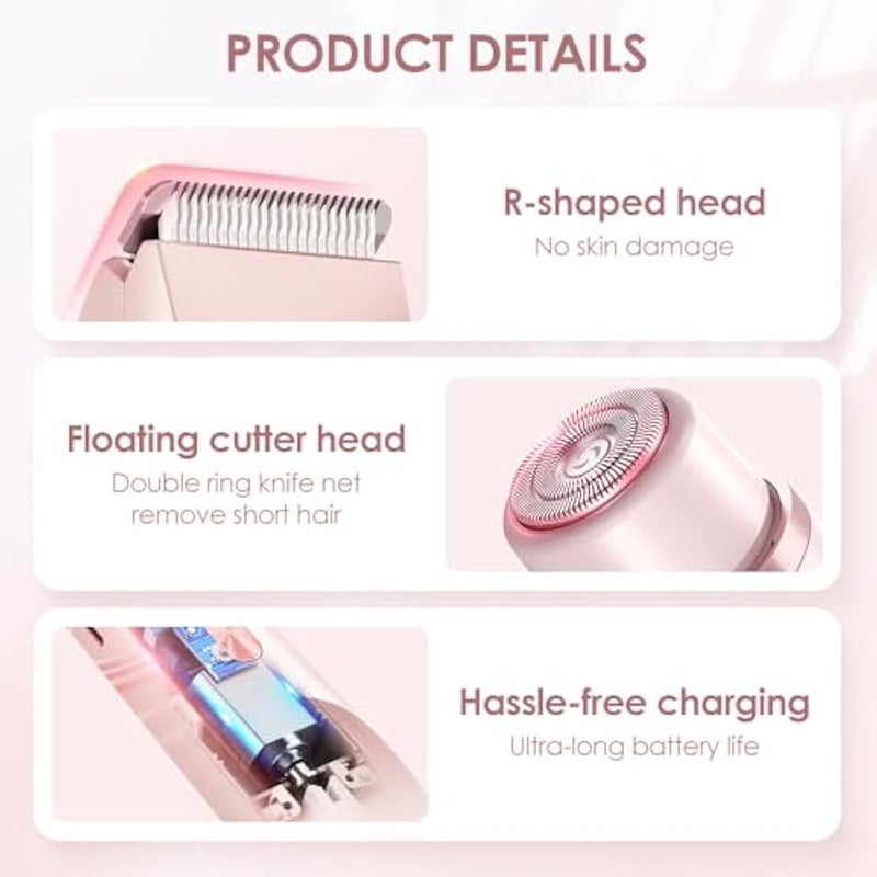 2 in 1 Electric Razors for Women, 2025 New Dual Head Shaver Bikini Trimmer, Upgrade Waterproof Wet and Dry Electric Face and Legs Shaver for Women (Purple) - Image 3