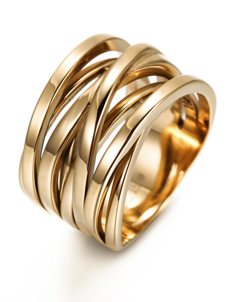 CIUNOFOR 13.7MM Cross Ring Enhancers for Women Statement Engagement Ring Silver Gold Rose Gold Plated Ring Engraving Customized Personalized (18K Gold, 8) - Image 1