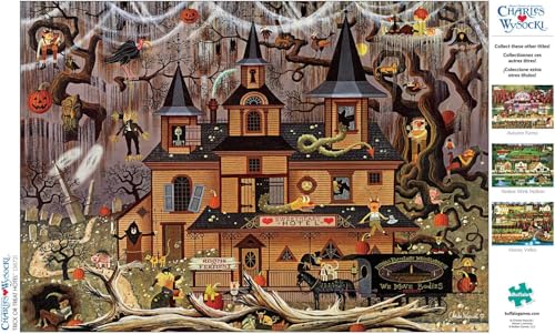 Buffalo Games - Charles Wysocki - Wysocki - Trick or Treat Hotel - 500 Piece Jigsaw Puzzle For Adults -Challenging Puzzle Perfect for Game Nights - Finished Size is 21.25 x 15.00 - Image 5
