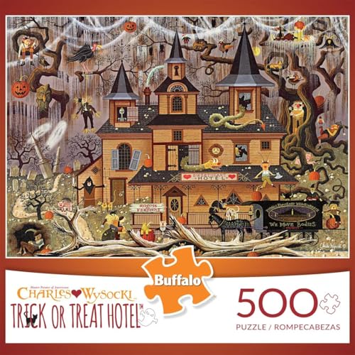 Buffalo Games - Charles Wysocki - Wysocki - Trick or Treat Hotel - 500 Piece Jigsaw Puzzle For Adults -Challenging Puzzle Perfect for Game Nights - Finished Size is 21.25 x 15.00 - Image 3