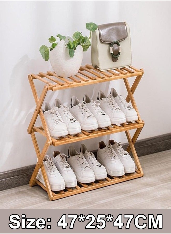 3 Tiers Portable Multipurpose Foldable Bamboo Shoe Rack Shoe Organizer Shelf Storage Rack Display Stand for Entryway Living Room Home Office 47x25x47 cm - pzsku/Z2D4536CDE7081651FE92Z/45/_/1733831065/7a5ebe98-4d00-45e9-b347-bcc01894e37e