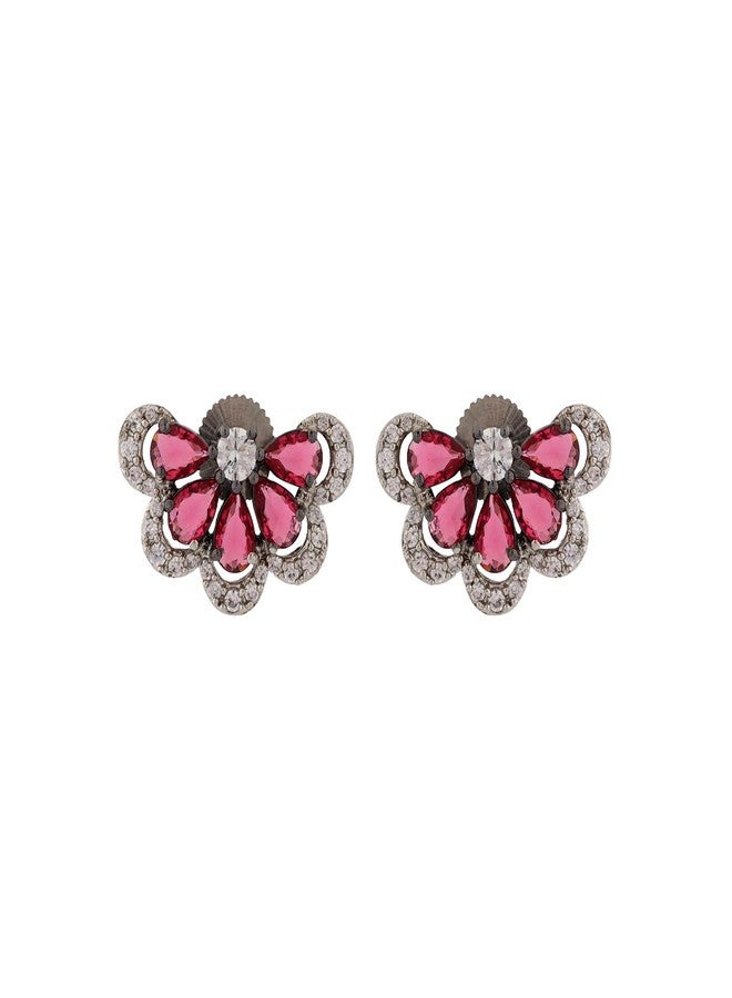 Voylla Royal Romance Ayiana Black Stud Earrings For Women Anti Tarnish Jewellery Party Earrings Jewellery Gift For Women And Girls Valentine Gift For Girlfriend - Image 3
