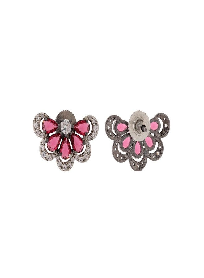 Voylla Royal Romance Ayiana Black Stud Earrings For Women Anti Tarnish Jewellery Party Earrings Jewellery Gift For Women And Girls Valentine Gift For Girlfriend - Image 4