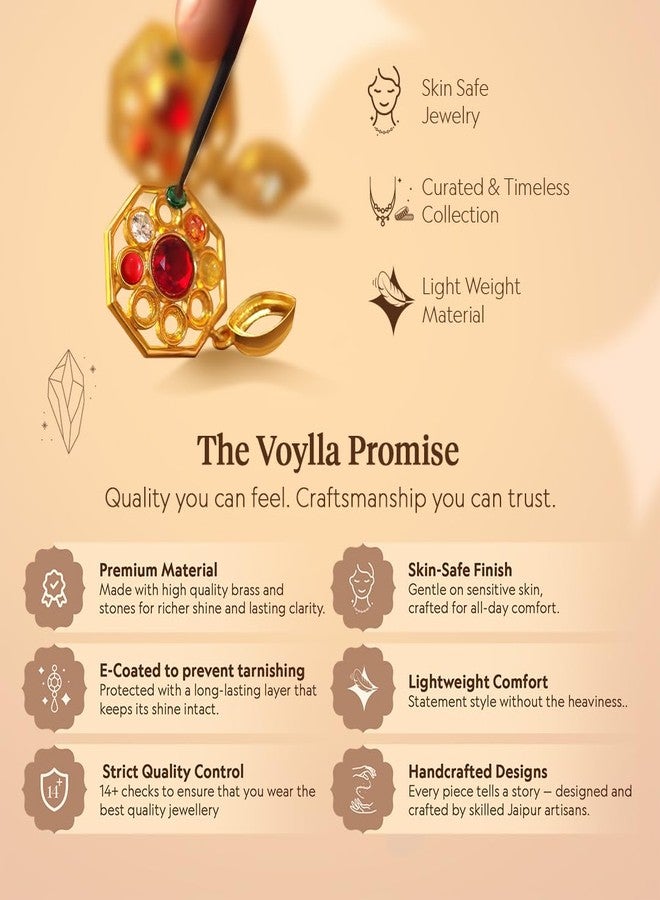 Voylla Royal Romance Ayiana Black Stud Earrings For Women Anti Tarnish Jewellery Party Earrings Jewellery Gift For Women And Girls Valentine Gift For Girlfriend - Image 5