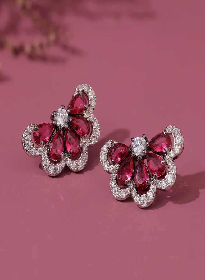 Voylla Royal Romance Ayiana Black Stud Earrings For Women Anti Tarnish Jewellery Party Earrings Jewellery Gift For Women And Girls Valentine Gift For Girlfriend - Image 2