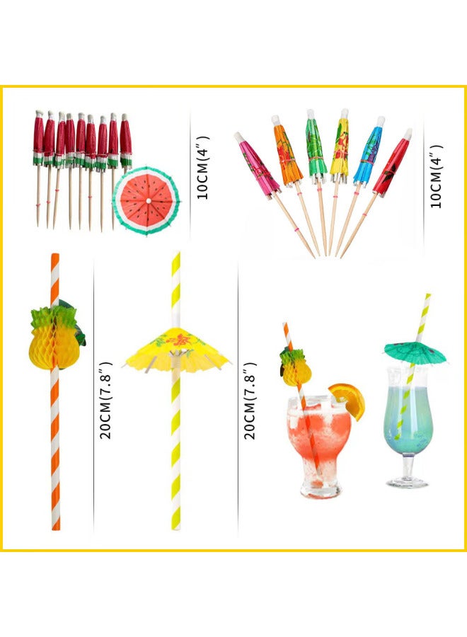 كلين حفلة ديكورات حدودية مظلة فواكه هاواي لافتة ثلاثية الأبعاد خلية نحل مجموعة لافتة بطيخ لافتة أناناس - Image 3