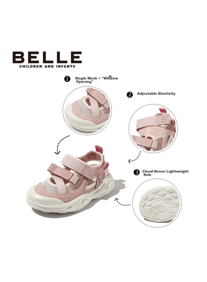 Belle Kids Casual Sports Shoes Spring Autumn Closed-toe Sandals Mesh Running Shoes Pink Size 29 - Image 1