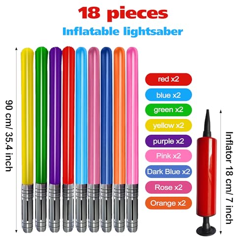 Qneiaym 10 Pcs Inflatable Light Sabers 5 Vibrant Colors 35 Inch Inflatable Lightsaber Swords Toys with Air Pump Perfect for Party Favor Halloween Role Play Kids Costume Accessories - Image 5