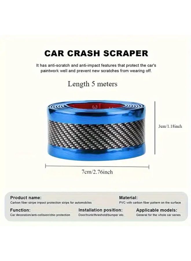 5D Carbon Fiber Car Door Edge Anti Scratch Collision Strip Width 1.18 inch Blue Widely Used For Appearance Trunk Bumper Good Protection Easy Installation Cut Different Shapes - Image 4