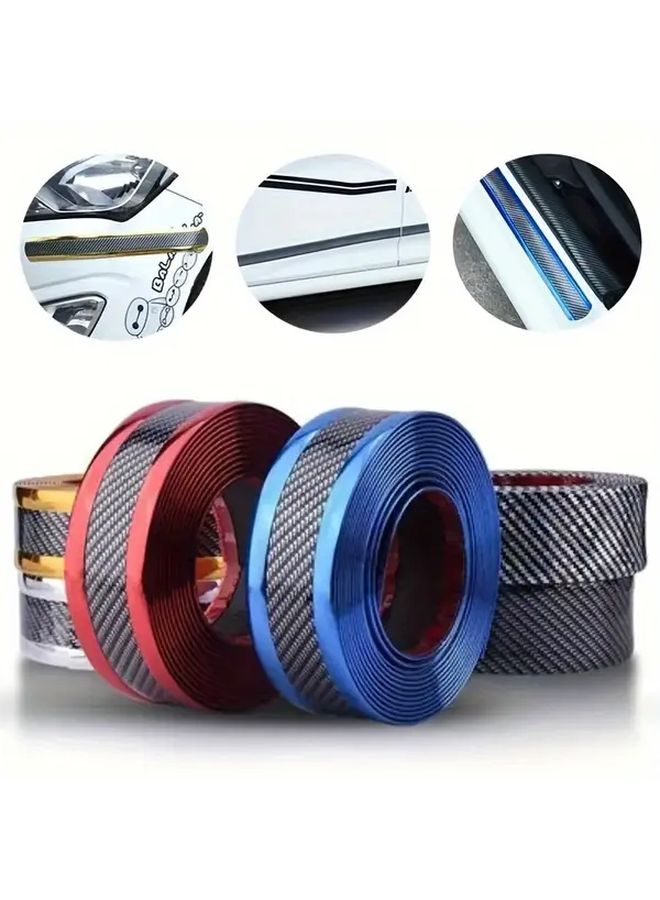 5D Carbon Fiber Car Door Edge Anti Scratch Collision Strip Width 1.18 inch Blue Widely Used For Appearance Trunk Bumper Good Protection Easy Installation Cut Different Shapes - Image 3