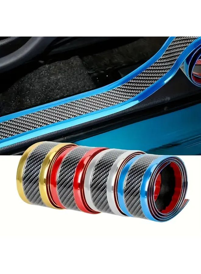 5D Carbon Fiber Car Door Edge Anti Scratch Collision Strip Width 1.18 inch Blue Widely Used For Appearance Trunk Bumper Good Protection Easy Installation Cut Different Shapes - Image 1