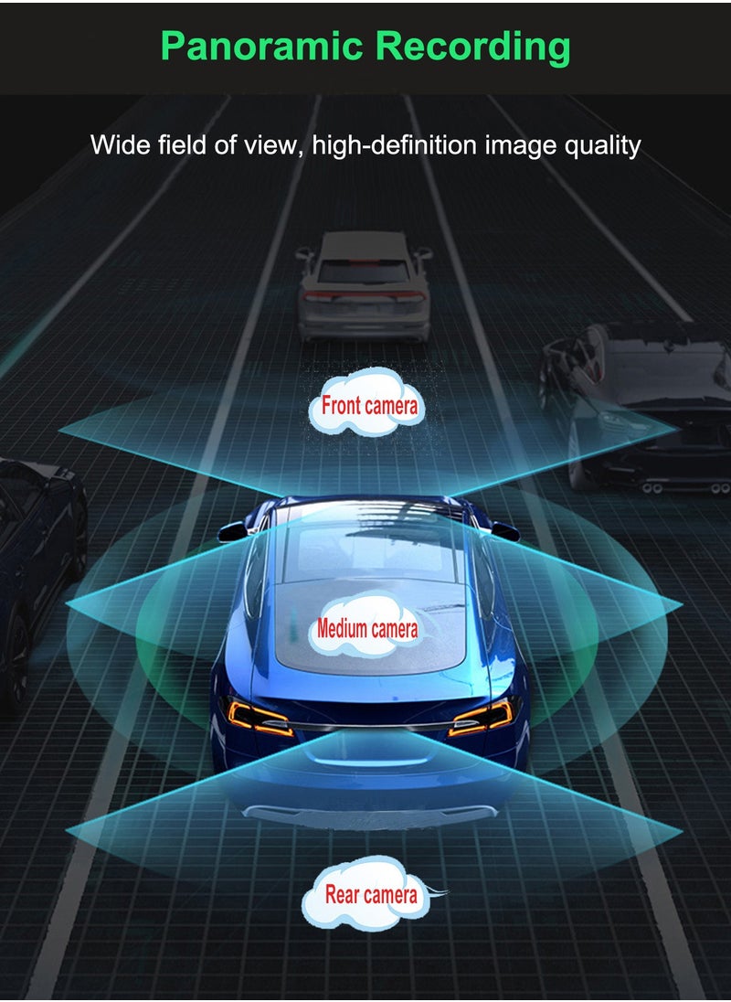 HANAMICHI 2K+1K+1K Car DVR 1080p*480p 3 lenses G-Sensor Loop Recording WIFI GPS Reversing Camera Night Vision Free 64GB SD Card  - Image 3