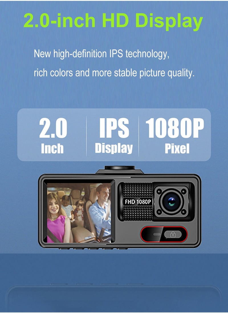 HANAMICHI 2K+1K+1K Car DVR 1080p*480p 3 lenses G-Sensor Loop Recording WIFI GPS Reversing Camera Night Vision Free 64GB SD Card  - Image 5