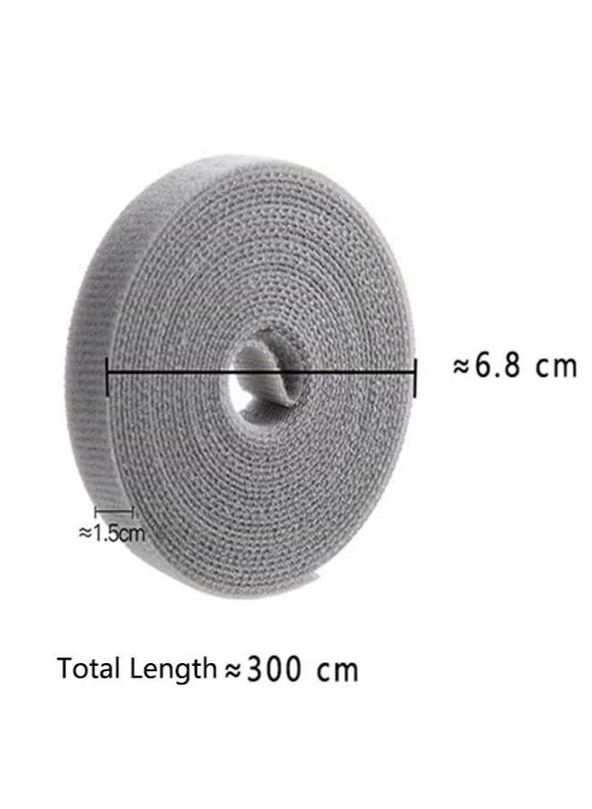 Ailily 3-Piece Fastening Cable Ties Cord Organizer, Nylon Adjustable Hook and Loop Wire Wrap Management, Flexible Cable Tie for Computer TV Power Supply and Other Cables(1.5cm*3m Grey)  - Image 2