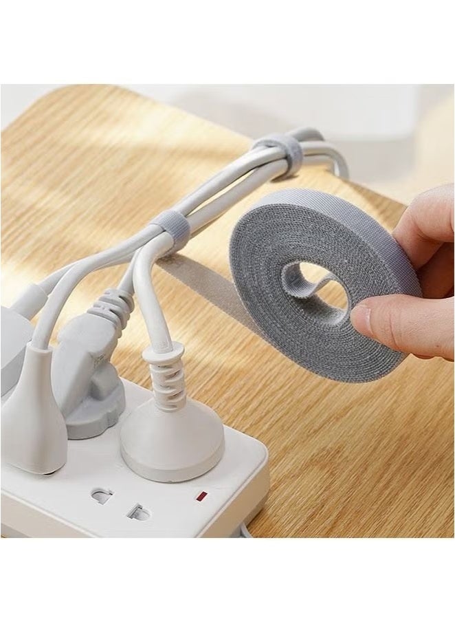 Ailily 3-Piece Fastening Cable Ties Cord Organizer, Nylon Adjustable Hook and Loop Wire Wrap Management, Flexible Cable Tie for Computer TV Power Supply and Other Cables(1.5cm*3m Grey)  - Image 4
