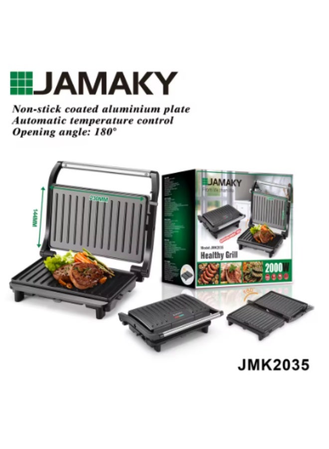 JAMAKY Professional 2000W Electric Grill Indoor Smokeless, Non-Stick Griddle with Auto Temperature Control JMK2035 - Image 2