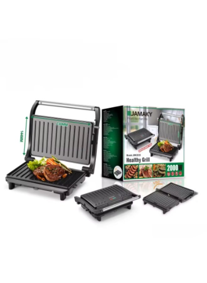 JAMAKY Professional 2000W Electric Grill Indoor Smokeless, Non-Stick Griddle with Auto Temperature Control JMK2035 - Image 1