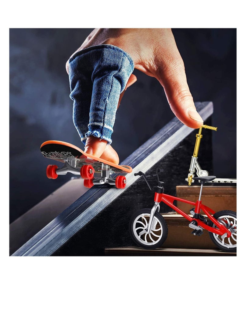 Captaintech Fingerboards, Mini Finger Toys Set, 18Pcs Finger Skateboard Finger Bikes Scooter, Tiny Swing Board with Replacement Wheels and Tools, for Fingertips Movement Party, Novelty Toys Party Favors for Kids - Image 4