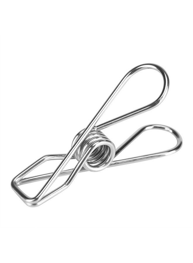 بيوينتي 20 قطعة من مشابك الغسيل، مشابك سلكية مقاومة للرياح من الفولاذ المقاوم للصدأ، للاستخدام المنزلي والبطانيات والمناشف والملابس، 6.5 سم/2.56 بوصة (فضي) - Image 2