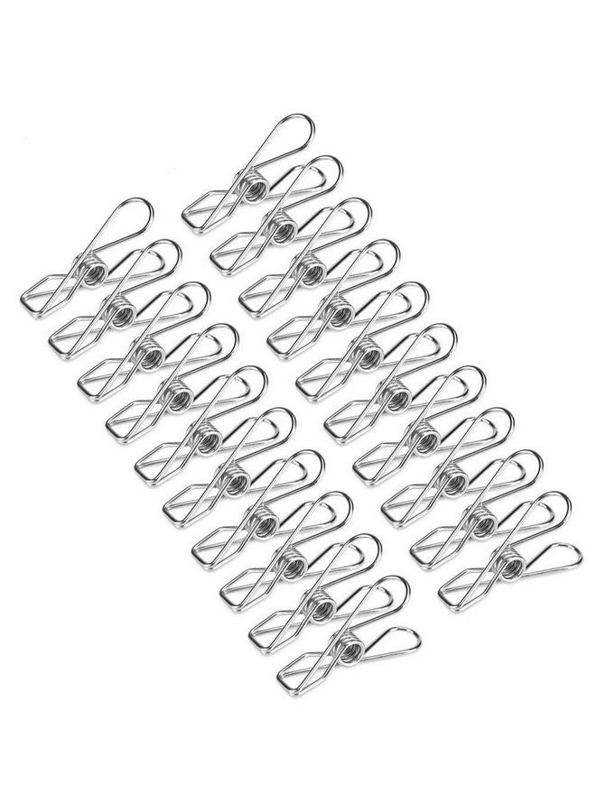 بيوينتي 20 قطعة من مشابك الغسيل، مشابك سلكية مقاومة للرياح من الفولاذ المقاوم للصدأ، للاستخدام المنزلي والبطانيات والمناشف والملابس، 6.5 سم/2.56 بوصة (فضي) - Image 1