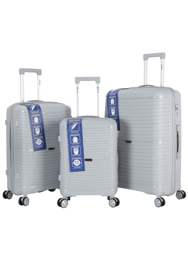 فيبتور 3 قطع PP Hardide عجلات دوارة 360 درجة طقم حقائب سفر ترولي بقفل TSA مقاس 20/24/28 بوصة - Image 1