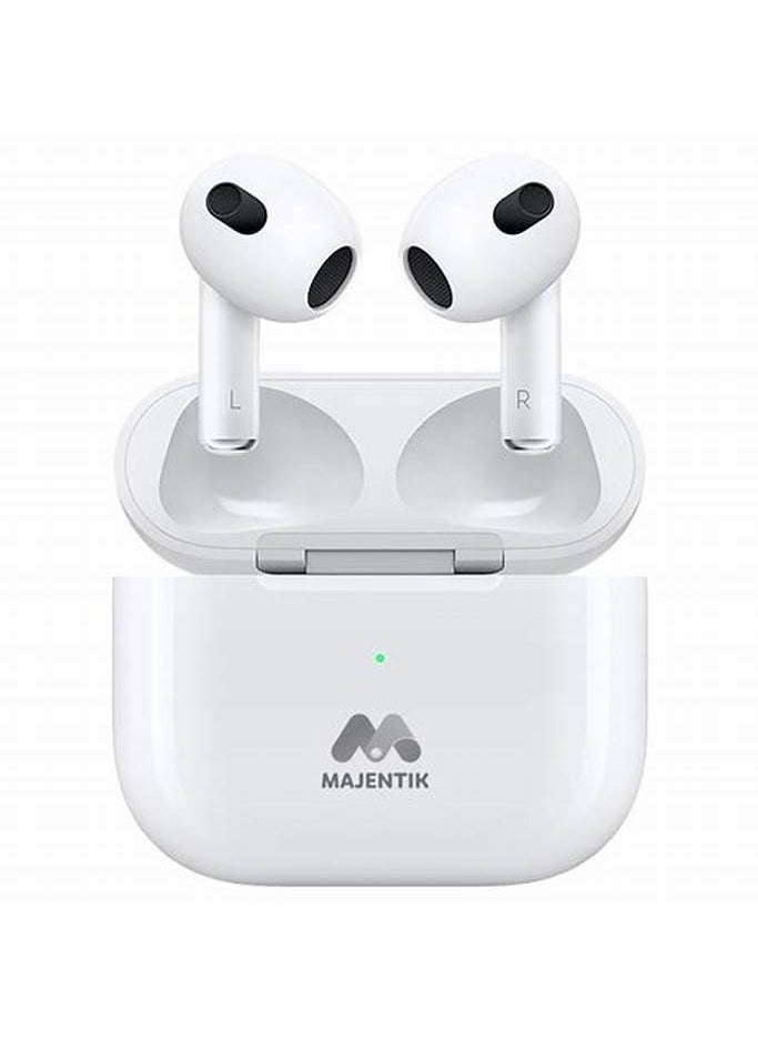 Majentik Buds 3 Wireless Earphones – Active Noise Cancellation, Bluetooth V5.3, 4.5h Playtime, Magnetic Charging- WHITE