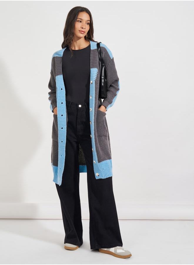 Styli Oversized Longline Chunky Knit Buttoned Cardigan  - Image 1