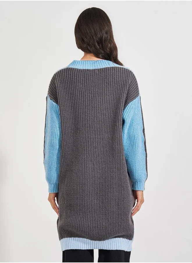 Styli Oversized Longline Chunky Knit Buttoned Cardigan