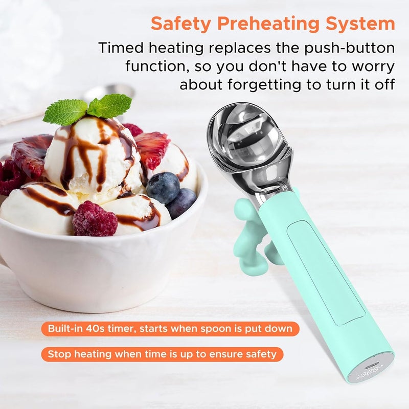 Laudtec Heated Ice Cream Scoop, Rechargeable Electric Warming Scooper, LED Display, Heats to 158F, IP67 Waterproof, Easy for Seniors & Kids (Blue) - Image 4