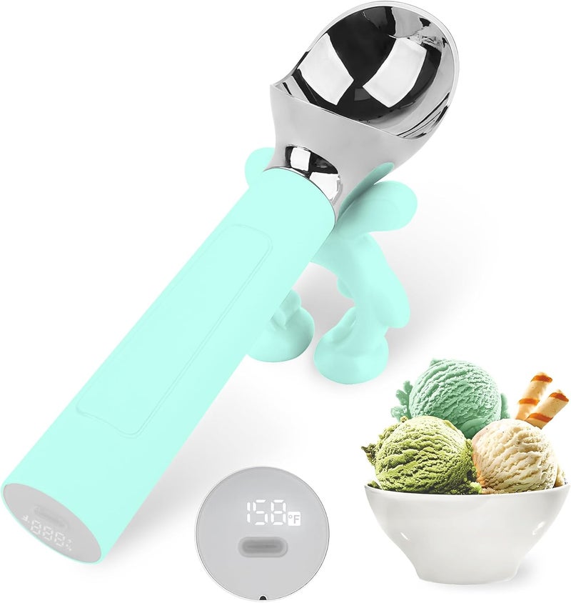 Laudtec Heated Ice Cream Scoop, Rechargeable Electric Warming Scooper, LED Display, Heats to 158F, IP67 Waterproof, Easy for Seniors & Kids (Blue) - Image 1