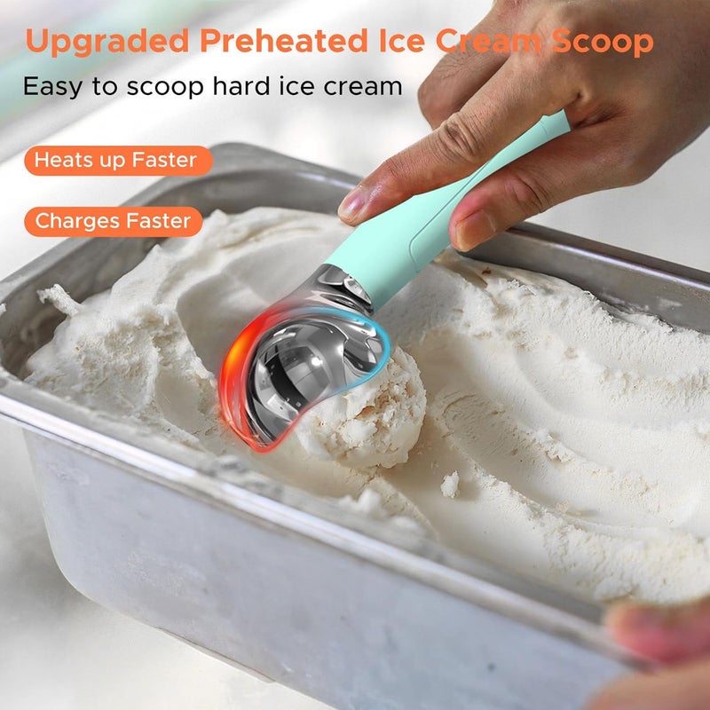 Laudtec Heated Ice Cream Scoop, Rechargeable Electric Warming Scooper, LED Display, Heats to 158F, IP67 Waterproof, Easy for Seniors & Kids (Blue) - Image 2