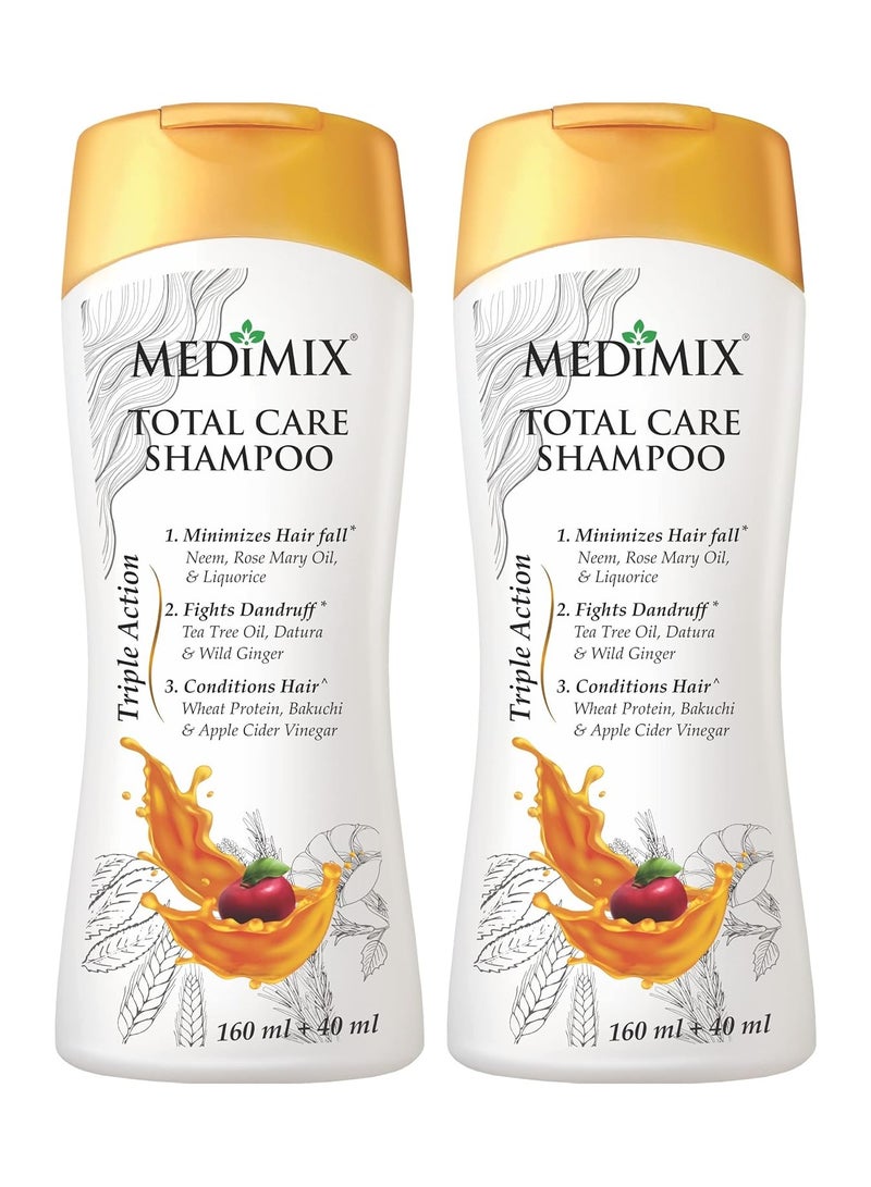 Medimix Total Care Shampoo for Men and Women Minimize Hairfall Fight Dandruff with Hair Conditioning Infused with 9 Herbal Ingredients Pack of 2 200g - Image 1