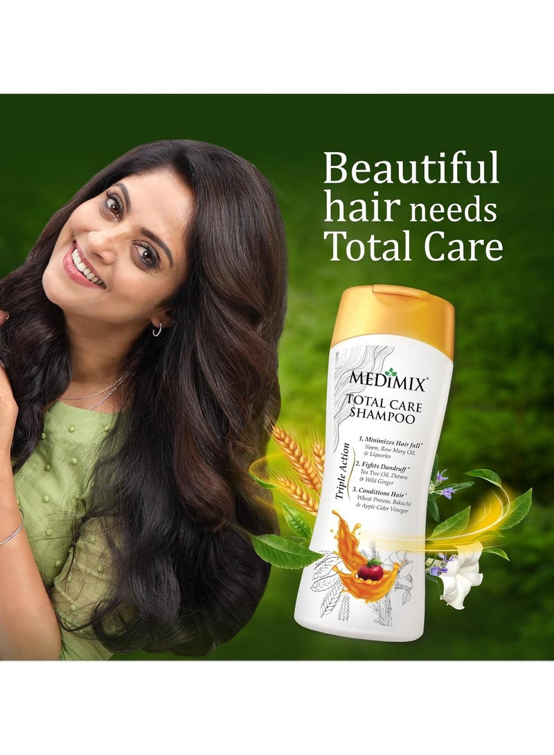 Medimix Total Care Shampoo for Men and Women Minimize Hairfall Fight Dandruff with Hair Conditioning Infused with 9 Herbal Ingredients Pack of 2 200g - Image 2