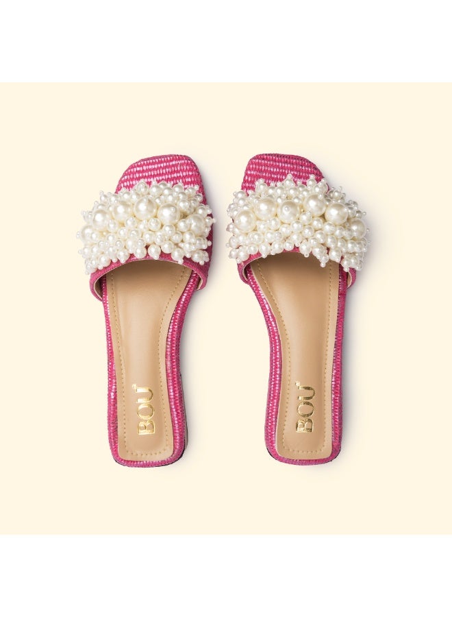 BOU SIRENA PEARL SLIDES -  Fuchsia Flame - Image 2