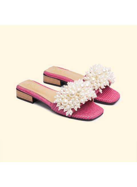 SIRENA PEARL SLIDES -  Fuchsia Flame