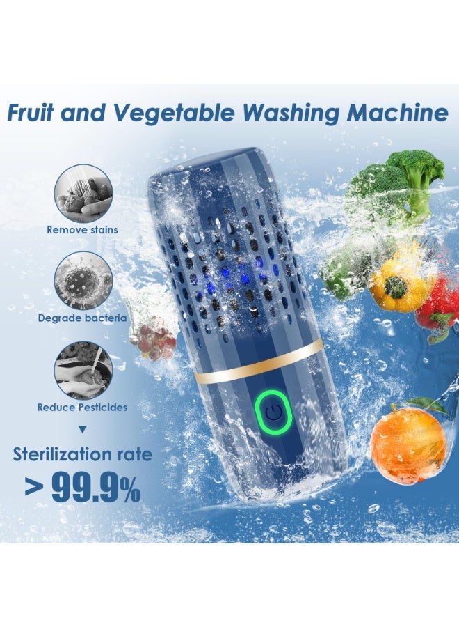 Bukela Fruit and Vegetable Purifier Cleaner Washing Machine Capsule Shape Disinfection OH-ion Purification Technology for Cleaning Grains Rice Meat Seafood, Blue - Image 2