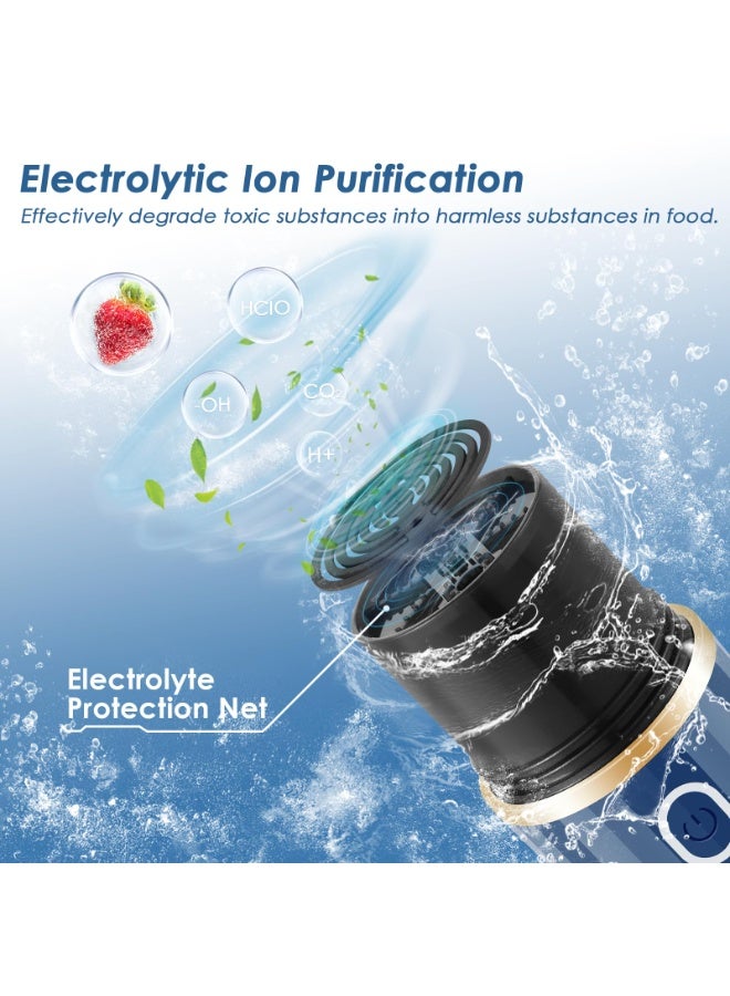 Bukela Fruit and Vegetable Purifier Cleaner Washing Machine Capsule Shape Disinfection OH-ion Purification Technology for Cleaning Grains Rice Meat Seafood, Blue - Image 3