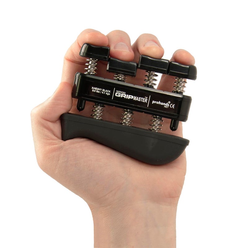 Prohands Gripmaster Rehab Hand Exerciser, Finger Exerciser (Hand Grip Strengthener), Spring-Loaded, Finger-Piston System, Added Palm Cushion, (9 lb X-Heavy Tension, Black-Gripmaster Rehab) - Image 4