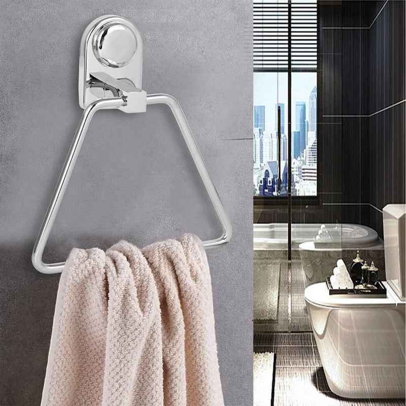 Zureni Stainless Steel Towel Ring Triangle Hand Towels Hanger Napkin Holder Stand Bathroom Accessories for Home Kitchen & Wash Basin (Pack of 1) - Image 1