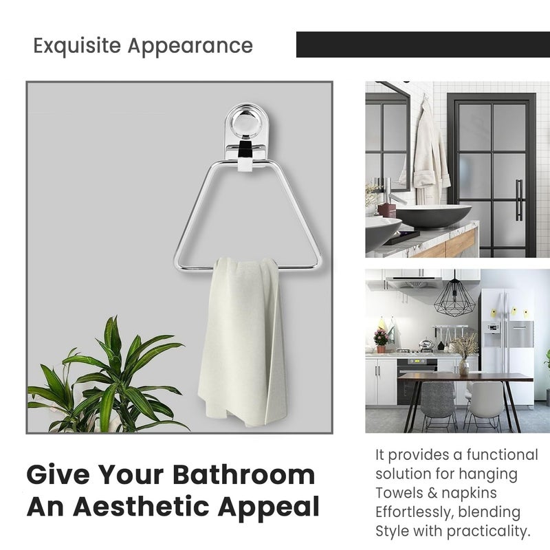 Zureni Stainless Steel Towel Ring Triangle Hand Towels Hanger Napkin Holder Stand Bathroom Accessories for Home Kitchen & Wash Basin (Pack of 1) - Image 5