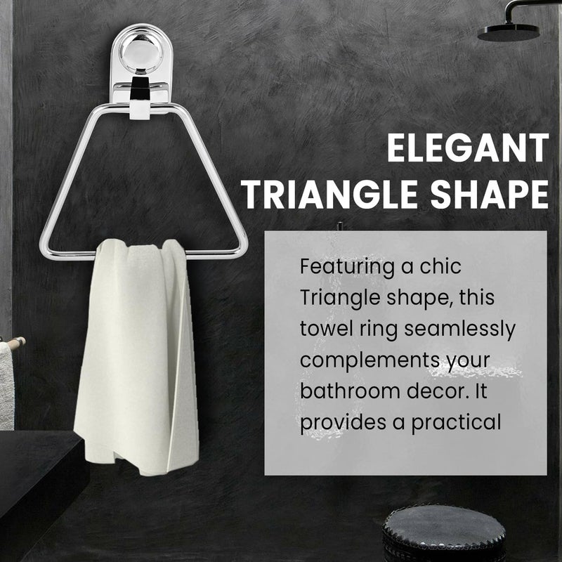 Zureni Stainless Steel Towel Ring Triangle Hand Towels Hanger Napkin Holder Stand Bathroom Accessories for Home Kitchen & Wash Basin (Pack of 1) - Image 2