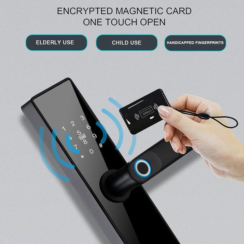 Delavala Delavala Tuya Smart Door Lock 5 Ways Unlocking Voice WiFi Biometric APP Fingerprint Door Handle Digital Keyless Password RFID Unlock for Home Security  - Image 2
