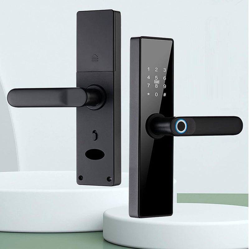 Delavala Delavala Tuya Smart Door Lock 5 Ways Unlocking Voice WiFi Biometric APP Fingerprint Door Handle Digital Keyless Password RFID Unlock for Home Security  - Image 1