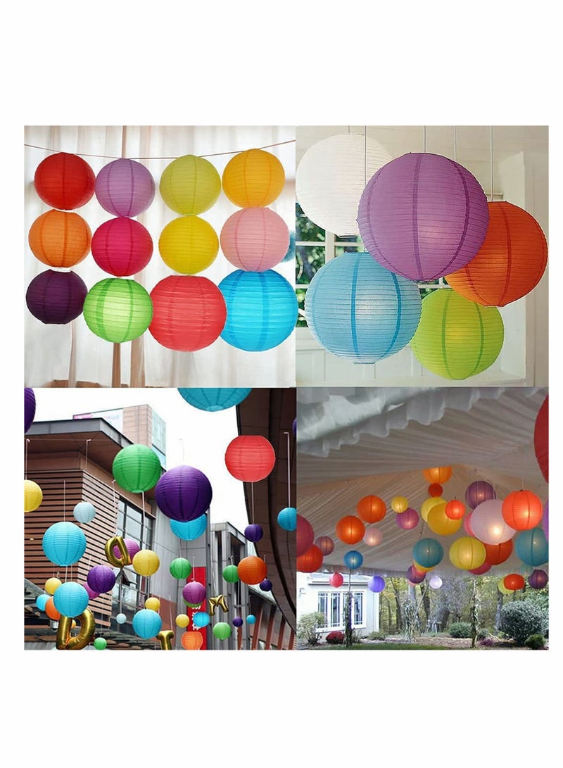 10Pcs Pink Paper Lanterns Decorative Round Foldable Lanterns for Birthday Wedding Bridal Shower Home Decor Party Sizes: 4”, 6”, 8”, 10” - Image 5