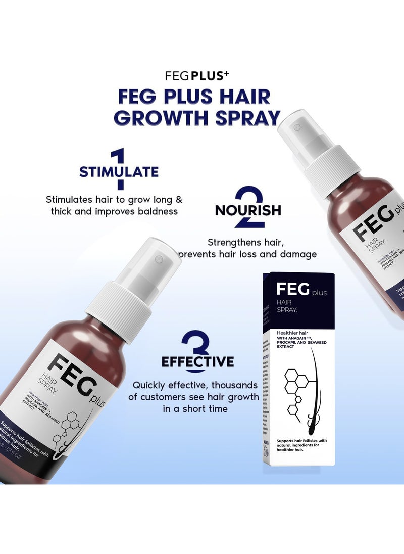 FEG Plus - FEGPLUS Hair Growth Serum - 22% Seaweed Extract For Hair Loss Control & Hair Growth In Men & Women, Boost Thicker Beard & Hair Growth, Improve Baldness | The best hair serum made in the USA (50ml) - Image 1