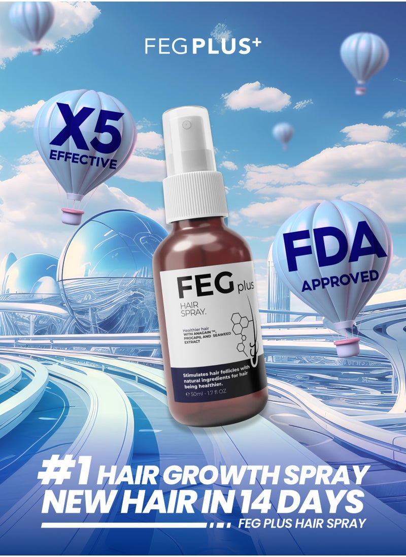 FEG Plus - FEGPLUS Hair Growth Serum - 22% Seaweed Extract For Hair Loss Control & Hair Growth In Men & Women, Boost Thicker Beard & Hair Growth, Improve Baldness | The best hair serum made in the USA (50ml) - Image 1