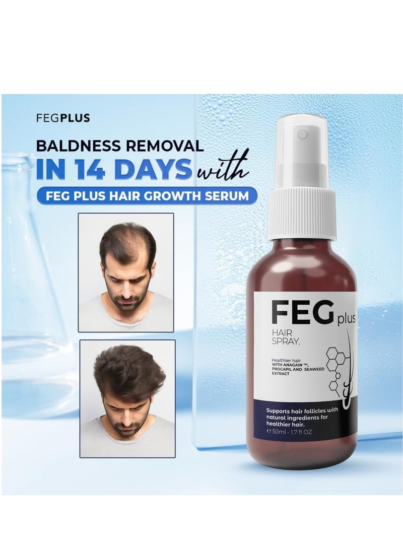FEG Plus - FEGPLUS Hair Growth Serum - 22% Seaweed Extract For Hair Loss Control & Hair Growth In Men & Women, Boost Thicker Beard & Hair Growth, Improve Baldness | The best hair serum made in the USA (50ml) - Image 1