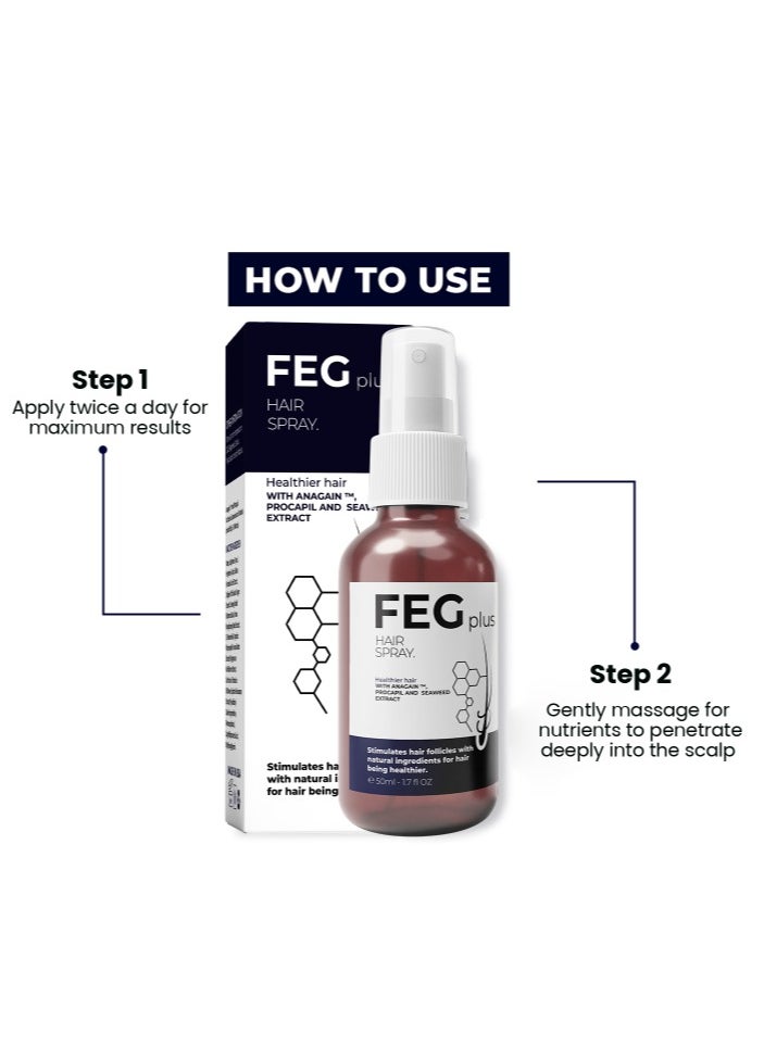 FEG Plus - FEGPLUS Hair Growth Serum - 22% Seaweed Extract For Hair Loss Control & Hair Growth In Men & Women, Boost Thicker Beard & Hair Growth, Improve Baldness | The best hair serum made in the USA (50ml) - Image 1